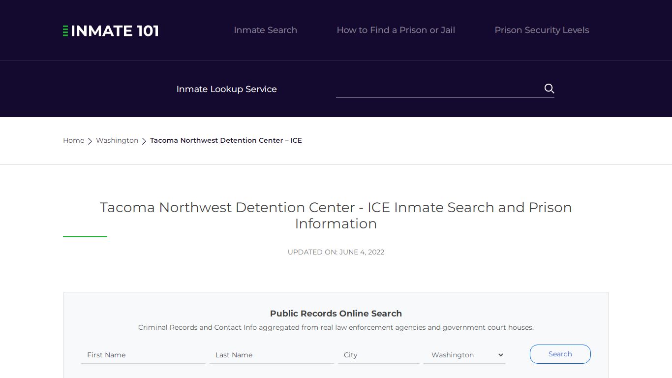 Tacoma Northwest Detention Center - ICE Inmate Search, Visitation ...