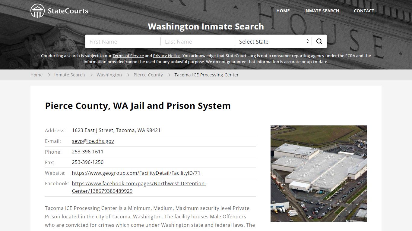 Tacoma ICE Processing Center Inmate Records Search, Washington ...